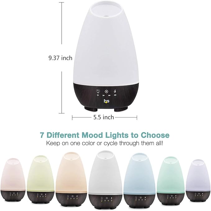 HealthSmart 500ML Essential Oil Diffuser, Humidifier and Aromatherapy Diffuser Bundle with Crane Lavender Orange Universal Vapor Pads, 12 Count