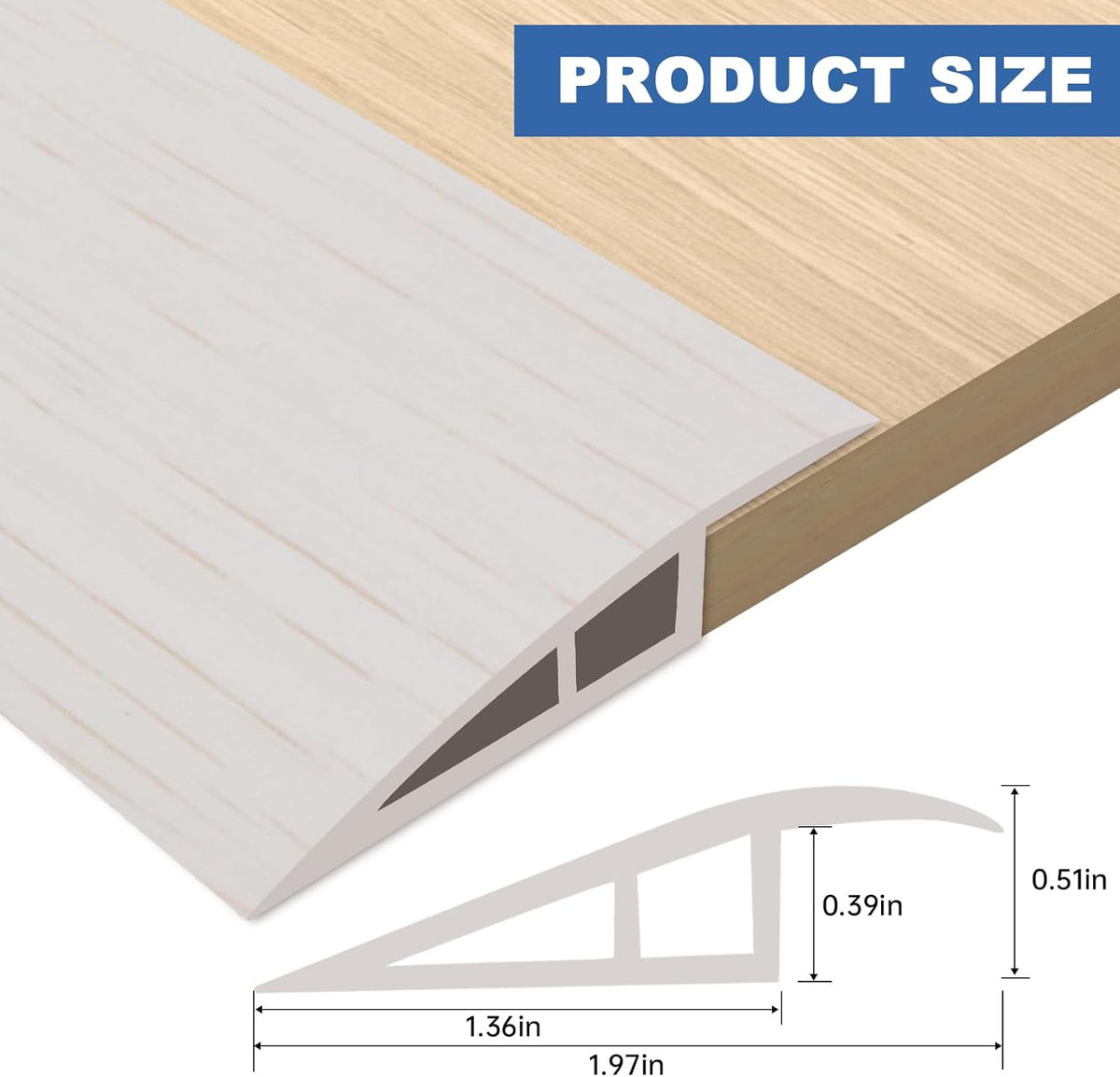 Vinyl Door Threshold Flooring Transition Strip Self Adhesive Carpet Edging Strip for Laminate Doorway Edge Threshold from 1/5" to 2/5" (Beige Wood Grain, 3.3 Ft)
