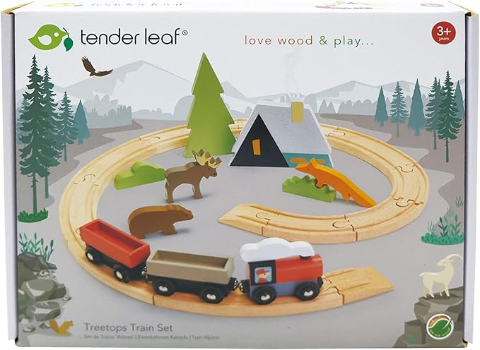 Tender Leaf Toys - Treetops Train Set - Beautiful Wooden Toy Train Set Kids - Intelligent and Imaginative Play Skills for Age 3+