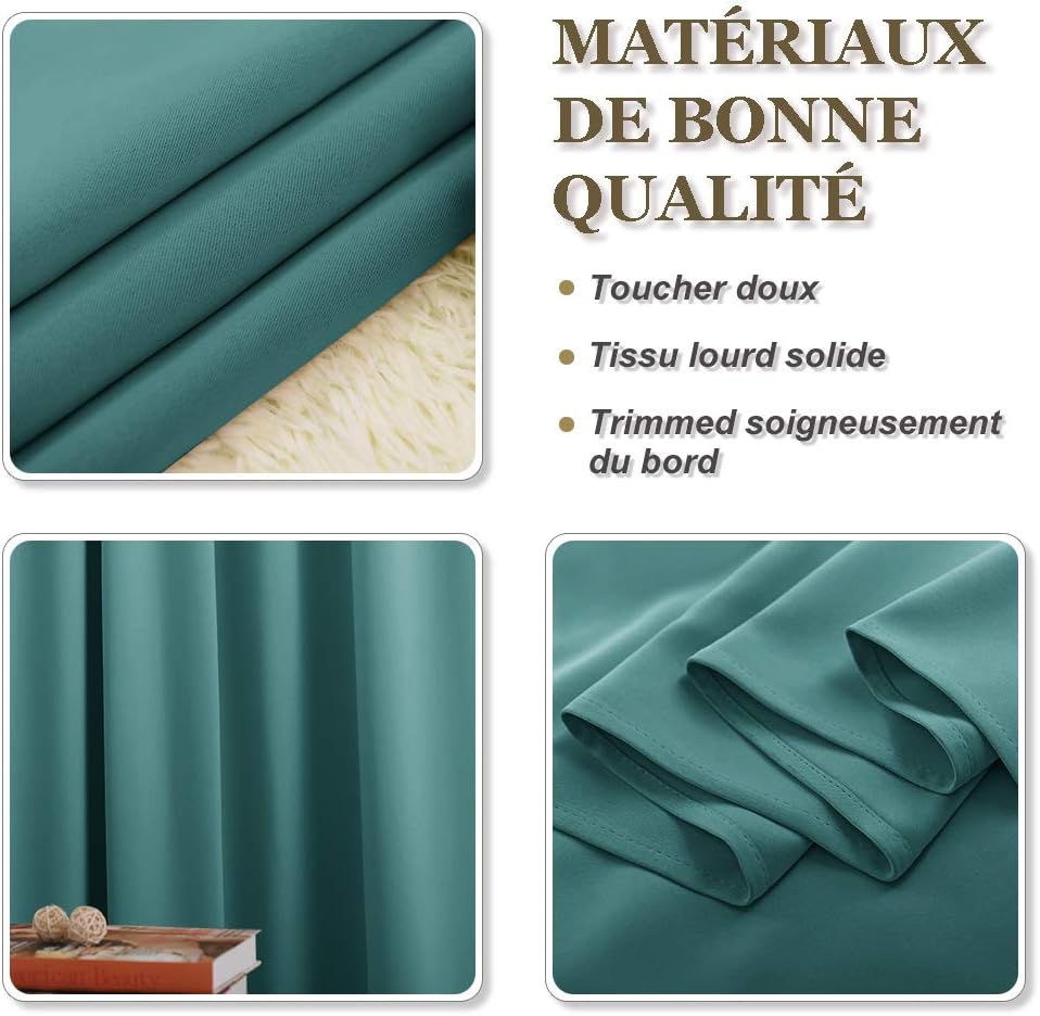 PONY DANCE Blackout Curtain Panels - Energy Saving Room Darking Drapes with Grommet Top Window Treatments for Bedroom & Living Room, 42 inch Wide by 54 Long, Sea Teal, Sold as 2 Panels