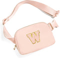 Gitus Gifts for 8 9 10 11 12 Year Old Girls Belt Bag Fanny Pack Crossbody Bags with Initial Letter Patch Cute Stuff Birthday Gifts for Teen Girls Women Personalized Trend Stuff (Coral Pink-W)