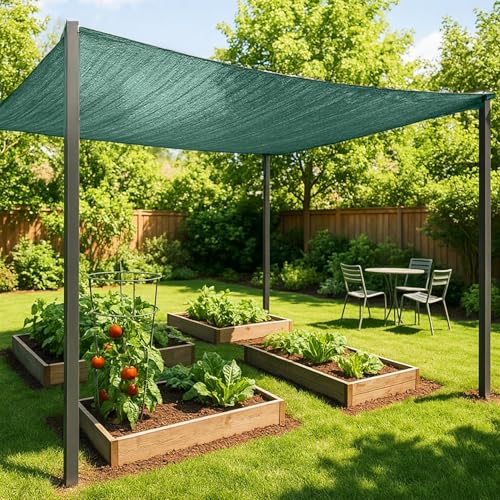 SUNNY GUARD 35-45% Sun Shade Cloth, 6.5 x 10 FT Green HDPE Mesh – Breathable Garden Shade Cover for Plants, Vegetables, Greenhouse, Patio, Chicken Coop & Dog Kennel - color: 40% SHADE-GREEN, size: 6.5 FT x 10 FT