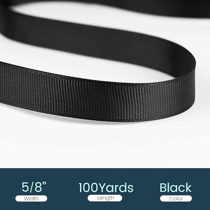 5/8" X 100 Yards Black Grosgrain Ribbon, Premium Grosgrain Ribbon for Sewing, Gift Wrapping, Bow Making, Wedding Decor, Wrapping and More (Black)