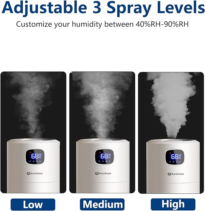 Large Humidifiers for Bedroom, 9L/2.5Gal Ultrasonic Cool Mist, Easy Clean with 350ML/H Large Mist Speed, Quiet Tower, Suitable for Kids Room Plant Yoga (White)