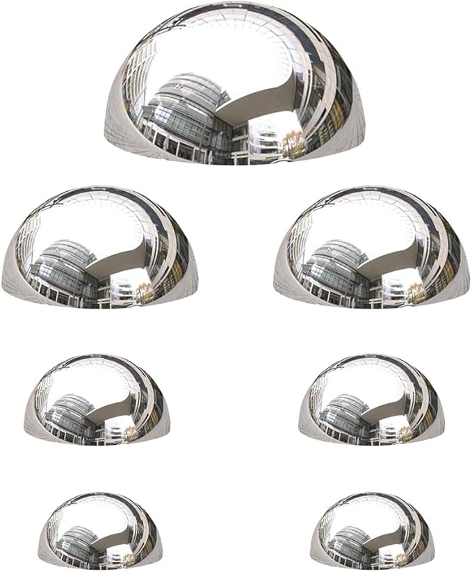 7pcs Half Gazing Globe Mirror Ball,Silver 304 Stainless Steel Hollow Polished Reflective Smooth Garden Sphere,Colorful and Shiny Addition to Any Garden or Home