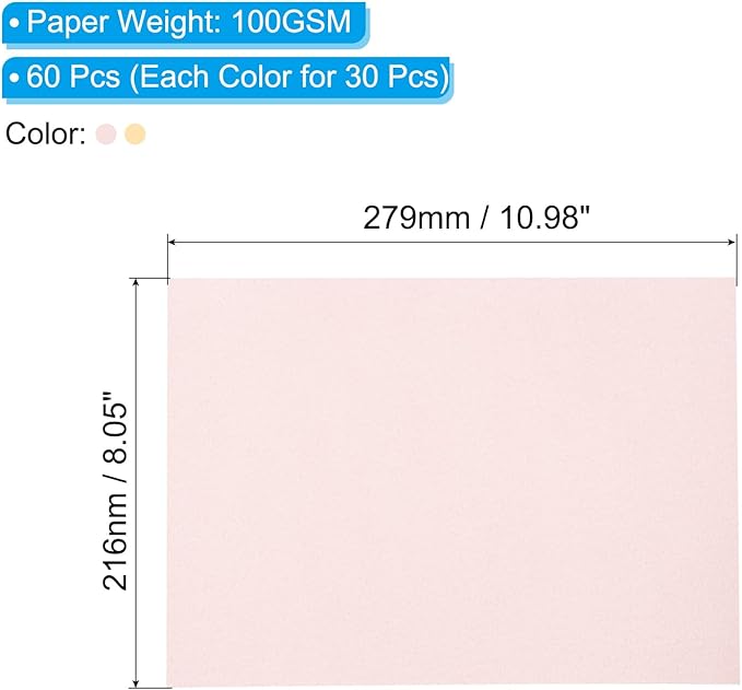 PATIKIL 60 Sheets Vellum Paper 8.5x11inches, Printable Translucent Paper 100GSM Colored for Invitations Laser Inkjet Printing Card Making Crafting Wedding Tracing, Beige Gold/Pink