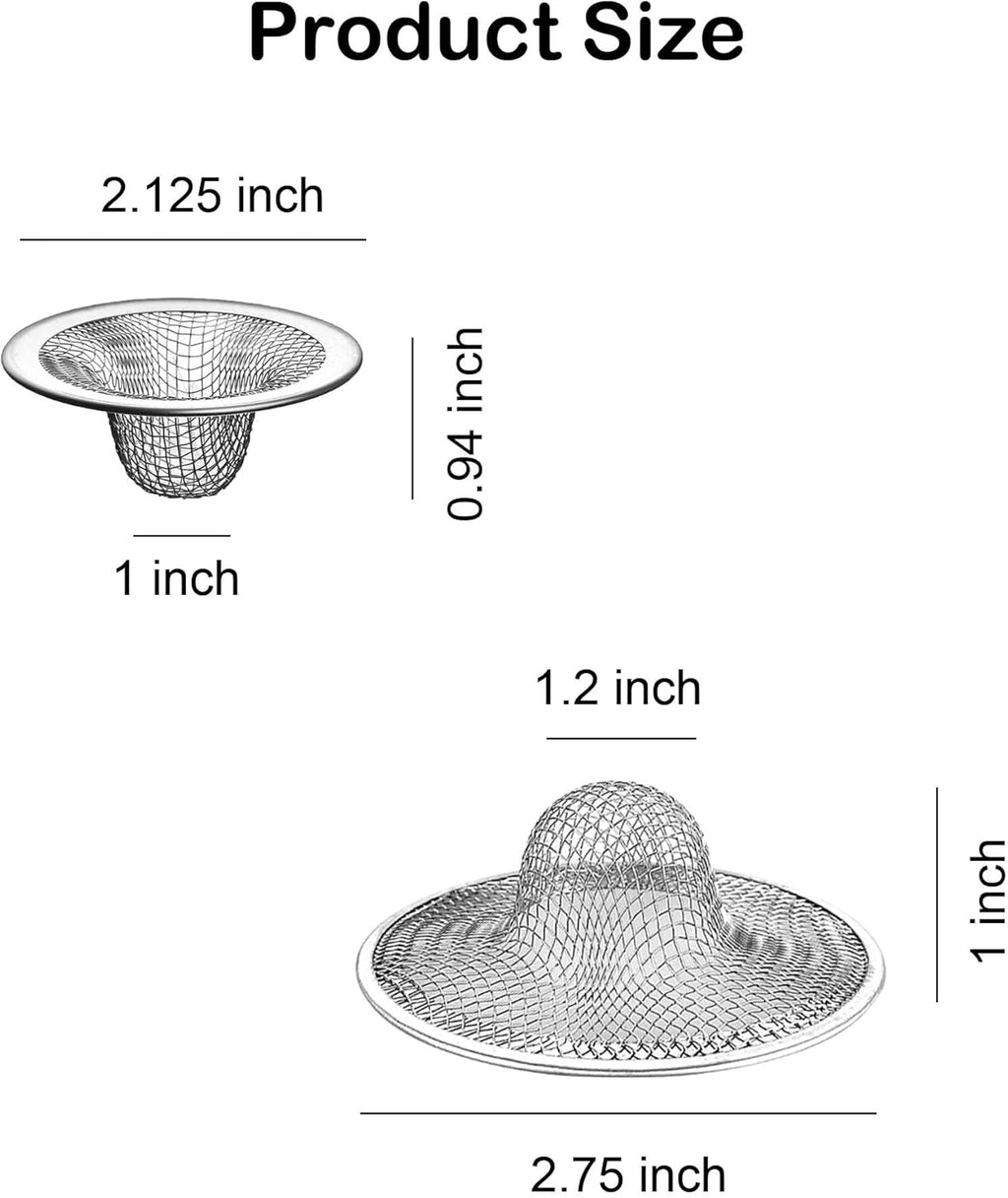 25PCS Bathroom Mesh Sink Drain Strainer, 2.75" & 2.125'' Stainless Steel Slop Basket Filter Trap, Mesh Tub Strainer Bathtub Drain Filter Screen for Bathroom Bathtub Laundry Lavatory Balcony RV Utility