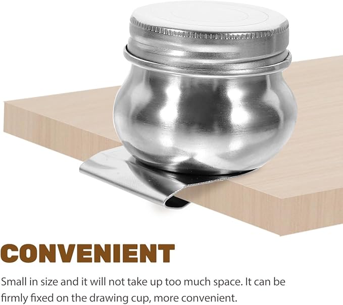 Stainless Steel Color Kettle with Lid 2Pcs Small Portable Paint Mixing Cups for Acrylic Oil Watercolor Solvent Art Palette