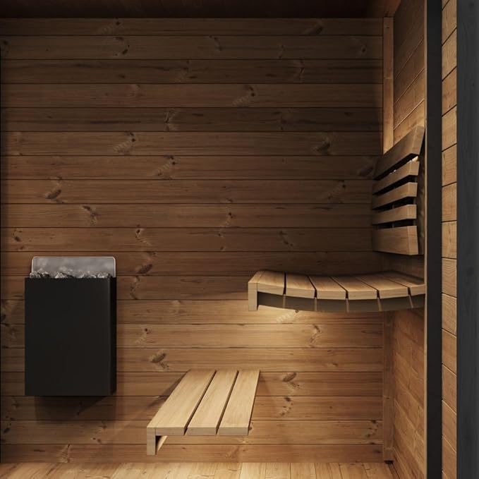 GL6 Outdoor Sauna Kit, Garden Luxury-Series Outdoor DIY Sauna Kit, Thermo-Spruce, up to 6 Persons Bundles (Sauna Heater and Sauna Stones Included) (Drop 9 WiFi - Wood)
