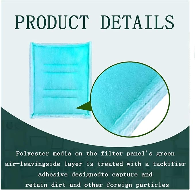 AUC Paint Booth Tacky Intake Filter Pad Series 55, 20" x 20" (24/case) Spray Booth Intake Filter with Internal Wire Support Frame