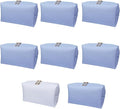 Bridesmaid Proposal Gifts Letter Cosmetic makeup bag bulk for Wedding Party Favors Bachelorette party decorations Toiletry Organizer Bag Makeup Case Gift (8, White&Dusty Blue)