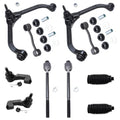 Detroit Axle - 10pc Front End Suspension Kit for Jeep Liberty 02-05, 2 Upper Control Arms 4 Inner Outer Tie Rod Ends 2 Stabilize