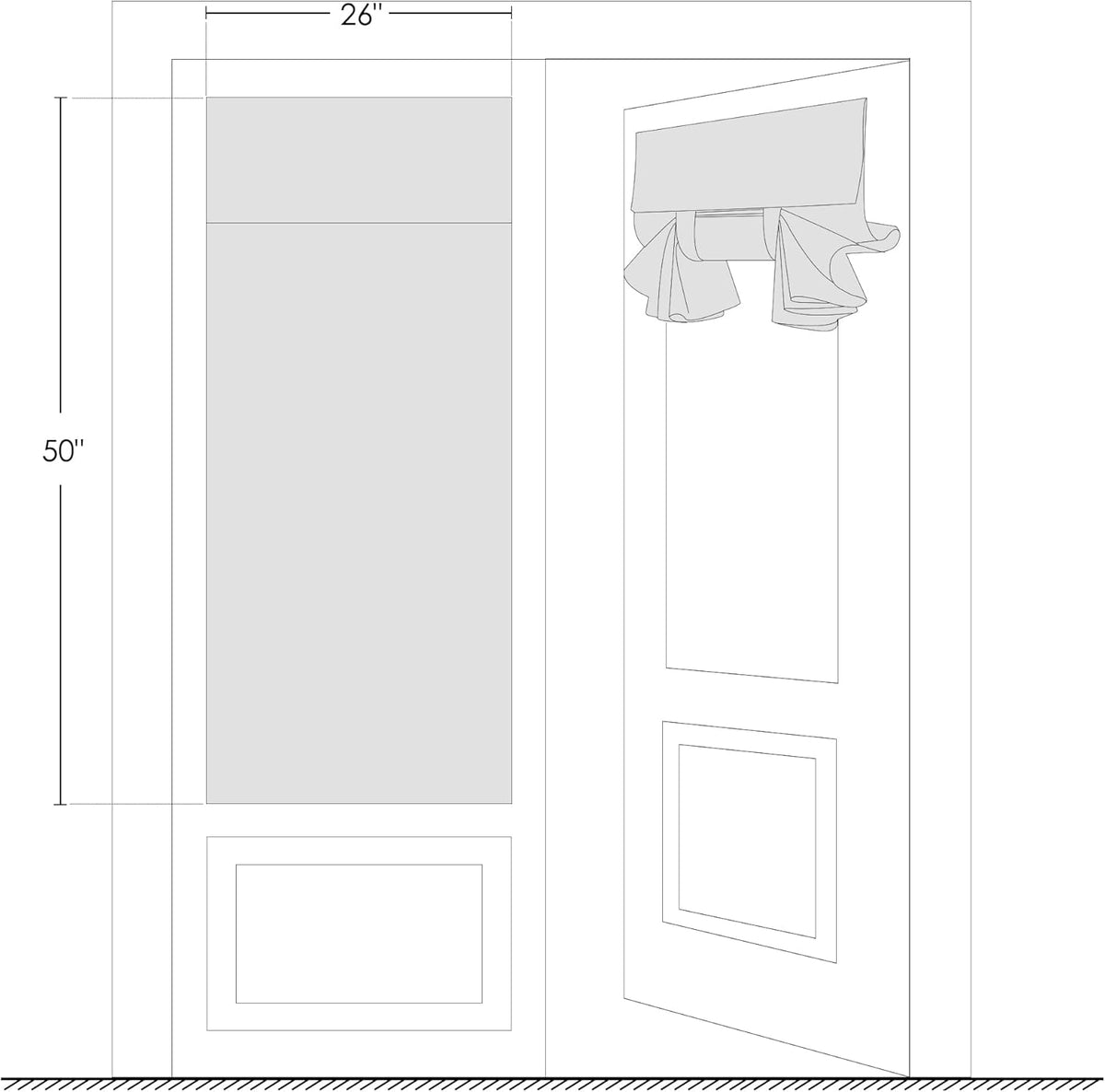 NICETOWN Linen Blend Small Window Curtains for Classroom Kitchen Cafe Basement Easy Installed Door Window Curtain for Privacy, Light Filtering Tie Up Shade, 1 Panel, W26 x L50 inches Long, Linen