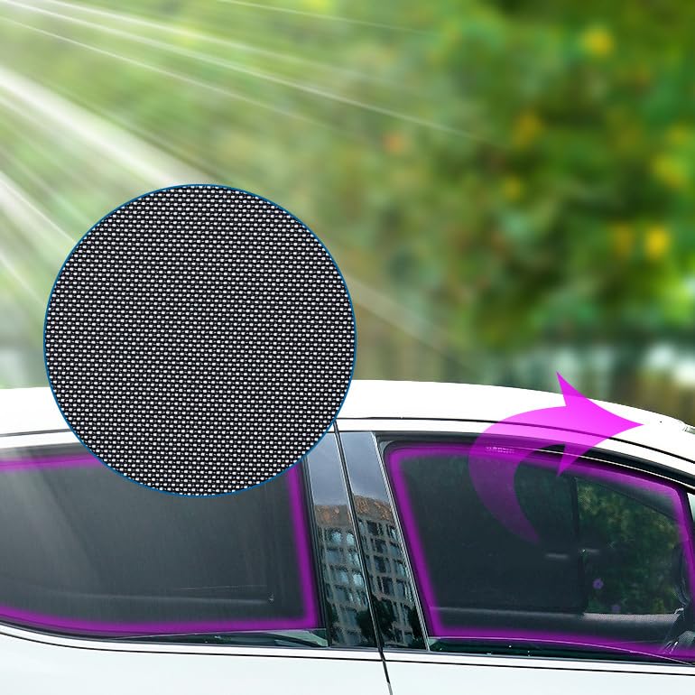 Car Sunshades for Tesla Model S 2012, Windshield Breathable Portable Visor Sunproof UV Rays Privacy Protection Blocking Mosquito,A/2pcs Side - color: A/2pcs Side