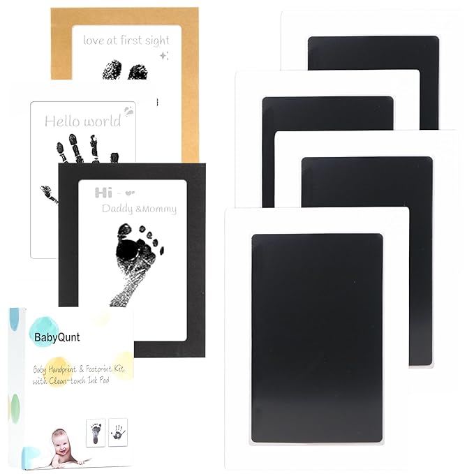 Inkless Baby Hand and Footprint Kit,Clean-Touch Ink Pad Kit,Safe No Mess Printing Infant Hand Foot Stamp,4 Pack Newborn Inkless Print Pads Best Keepsake or Gifts for Family