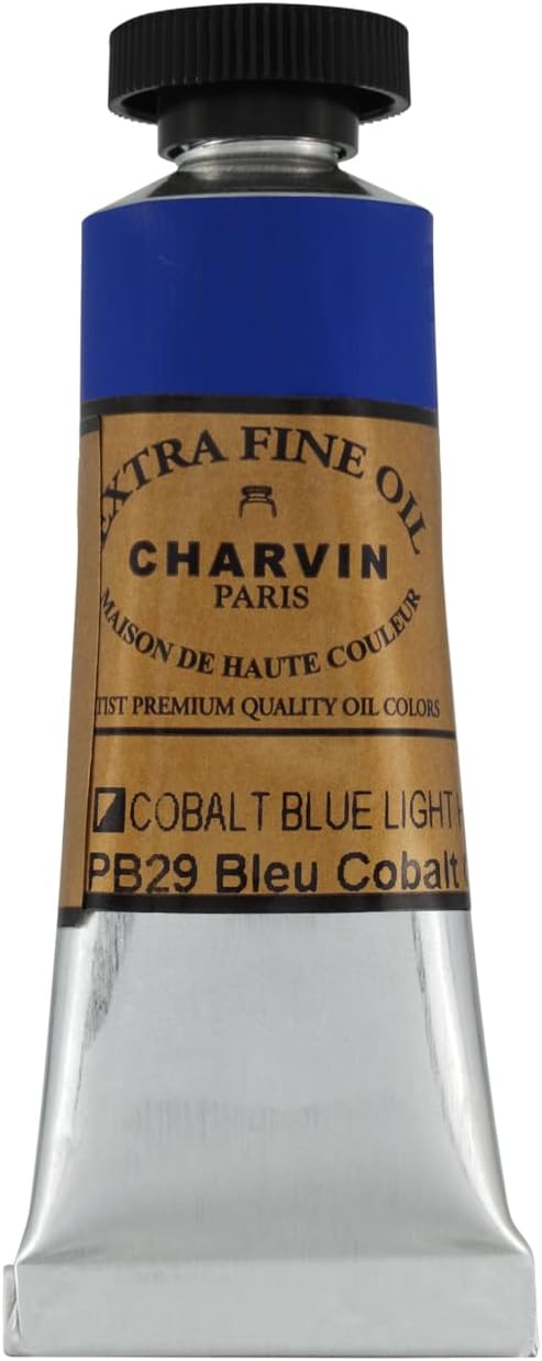 Charvin Extra Fine Oil Paint, Cobalt Blue Light Hue 20 mL - Triple-Milled, Rich Texture, Poppy Oil-Based, Light-Fast, Handmade, Archival Quality