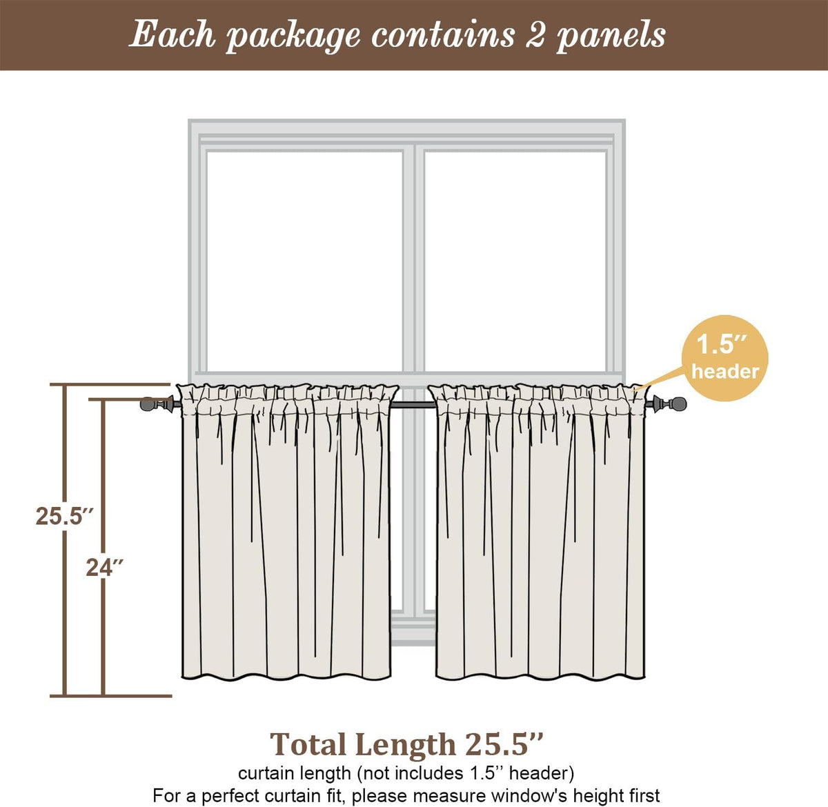 Chyhomenyc Sheer Curtains Tiers 42W x 24L Inches 2 Pieces, Light Filtering Small Curtains, Short Bathroom Living Room Cafe Basement Voile Window Curtain, Rod Pocket, Navy Blue