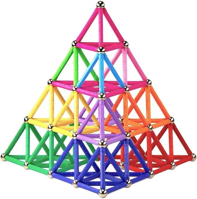 165PCS Magnetic Building Stick Blocks, Magnet Educational Toys Magnetic Blocks Sticks Stacking Toys STEM Set, Non-Toxic Building Toy 3D Puzzle with Storage Bag