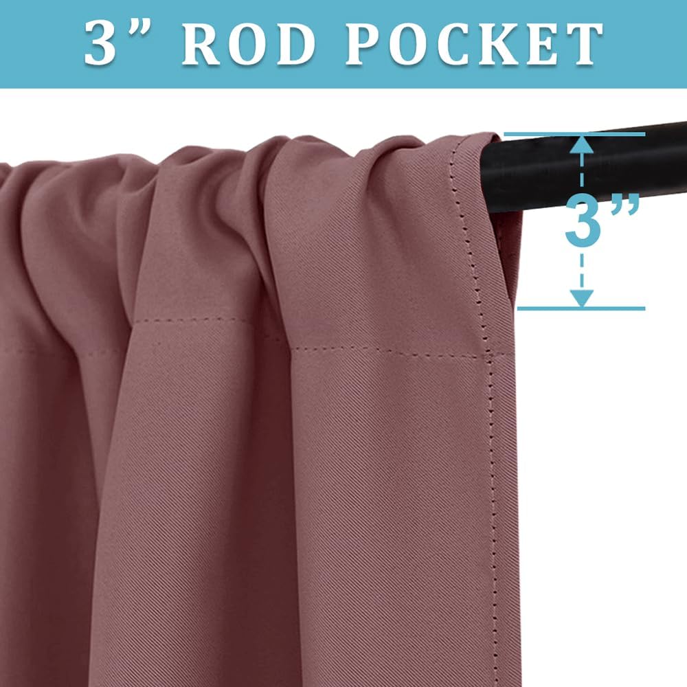 RYB HOME Small Curtains Blackout - Privacy Energy Efficiency Mini Curtains for Kids Bedroom RV Camper Windows Trailer Bathroom Kitchen Cabinet Window Tiers, W 29 x L 30, Dusty Rose, 2 Panels