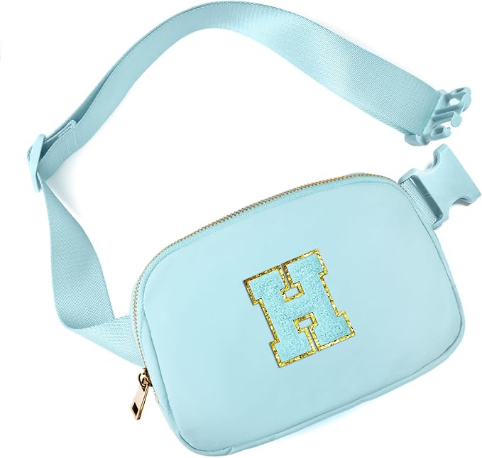 Gitus Gifts for 8 9 10 11 12 Year Old Girls Belt Bag Fanny Pack Crossbody Bags with Initial Letter Patch Cute Stuff Birthday Gifts for Teen Girls Women Personalized Trend Stuff (Icing Blue-H)