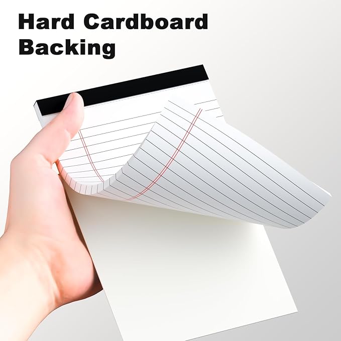 6pcs Small Note Pad 5x8 College Ruled Legal Pads Paper Notepads 6 Pack Study Back Writing Pads 5 x 8 Legal Pads Perforated Narrow Ruled Pads of Paper White