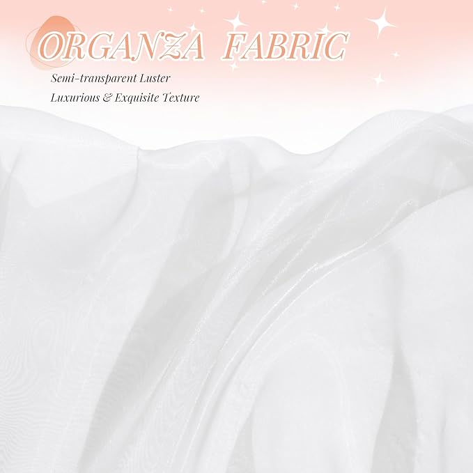 P Pothuiny Sheer Organza Fabric by The Yard, 3 Yards x 60 Inch Wide Bridal White Organza Tulle Fabric Roll Shiny Gauze Fashion Dress Sewing Craft for Wedding Party Decorations Backdrop