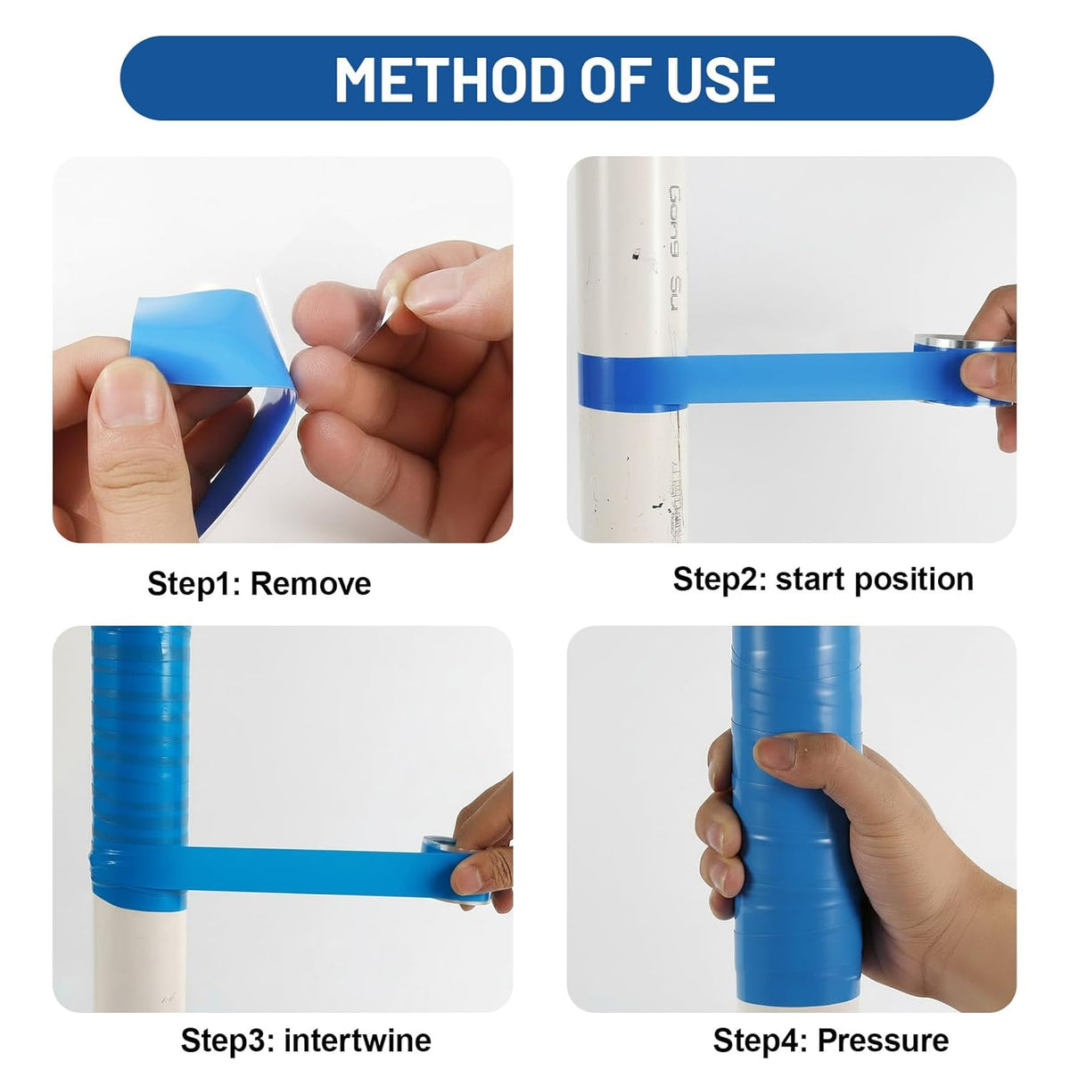 Self Fusing Silicone Tape 4 Rolls 1 in x 10' Blue Waterproof Rescue Tape Rubber Leak Silicone Self-amalgamating Tape for Plumbing, Sealing Pipes, Hose Repair, Outdoor Coax and Tool Fixation