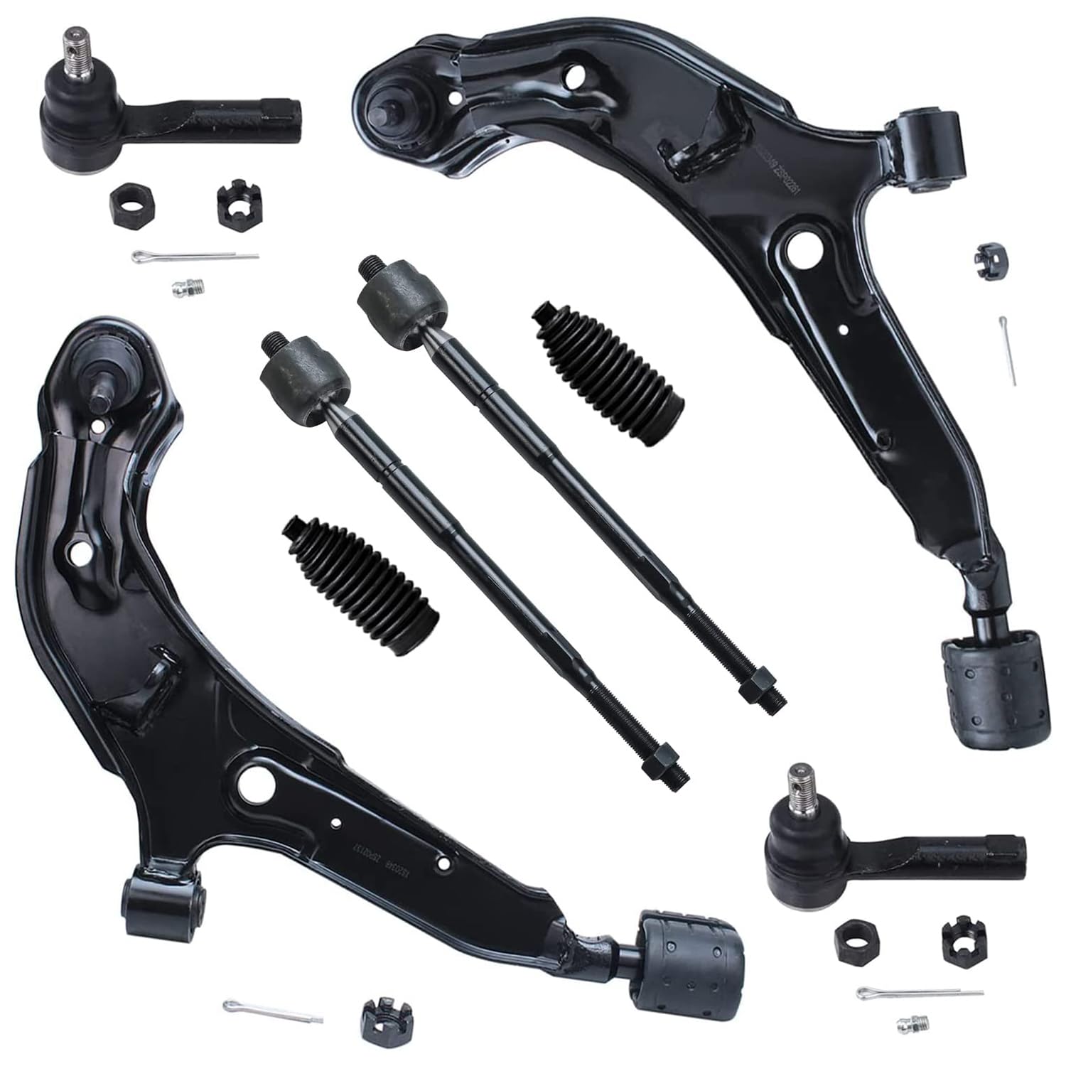 Detroit Axle - 8pc Front End Suspension Kit for 1998-2001 Nissan Altima 2 Lower Control Arms w/Ball Joints 4 Inner & Outer Tie R