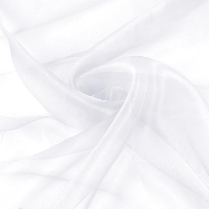 VACVELT Sheer Organza Fabric by The Yard, 60 Inch Wide White Organza Fabric Bolt Bridal Sheer Tulle Fabric, Silk Organza Fabric Roll for Wedding Party Decorations Backdrop Curtain (1 Yard)
