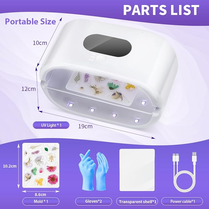 UV Light for Resin, 36W Double Side Fast Curing UV Resin Light with Adjustable Time Setting Portable Foldable Small UV Lamp