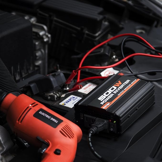 POTEK 500W Power Inverter/Car Inverter DC 12V to AC 110V Dual AC Charging Port and 2A USB Ports for Laptop, Smart Phone