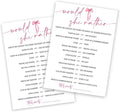 Wedding Shower Games Cards, Would She Rather Bridal Shower Game for 25 Guests, Engagement Party Wedding Games for Guests, Pink Ribbon Bow Wedding Party Supplies - E11