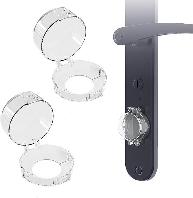 2 Pack Deadbolt Child Safety Lock Cover, Child Proof Door Knob Cover, Large Size Door Safety Deadbolt Lock for Kids, 2.76 * 2.14"