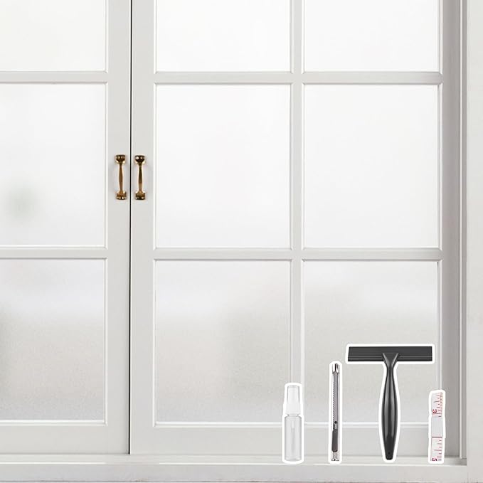 Kromapolis Window Privacy Film Frosted Glass Window Film, Heat Blocking Privacy Film for Glass Windows, Static Cling Non-Adhesive Frosting Window Stickers for Door Home (Frosted, 35.4 x 78.7 inch)