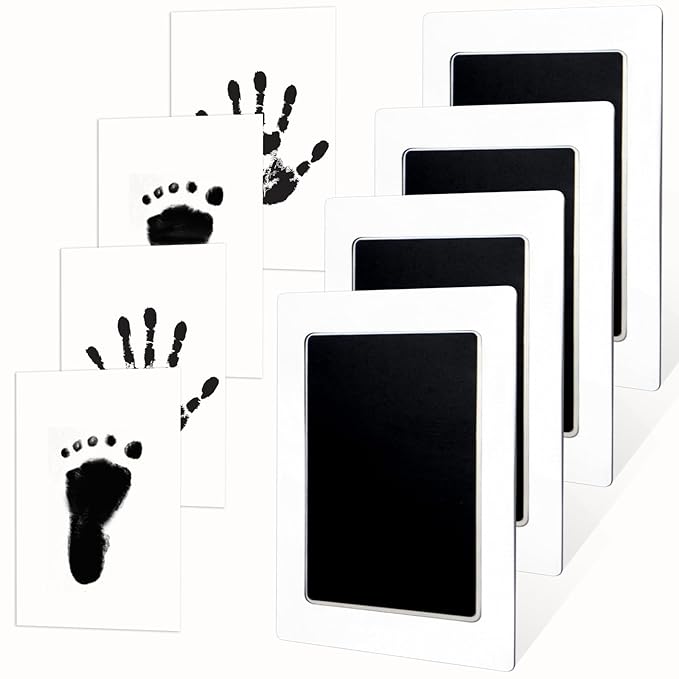4-Pack Baby Footprint Kits,Inkless Hand and Footprint Kit,Clean Touch Baby Handprints and Footprints Kits,No Mess Ink Pad for Baby Hand and Footprints,Baby Shower Gifts for New Moms