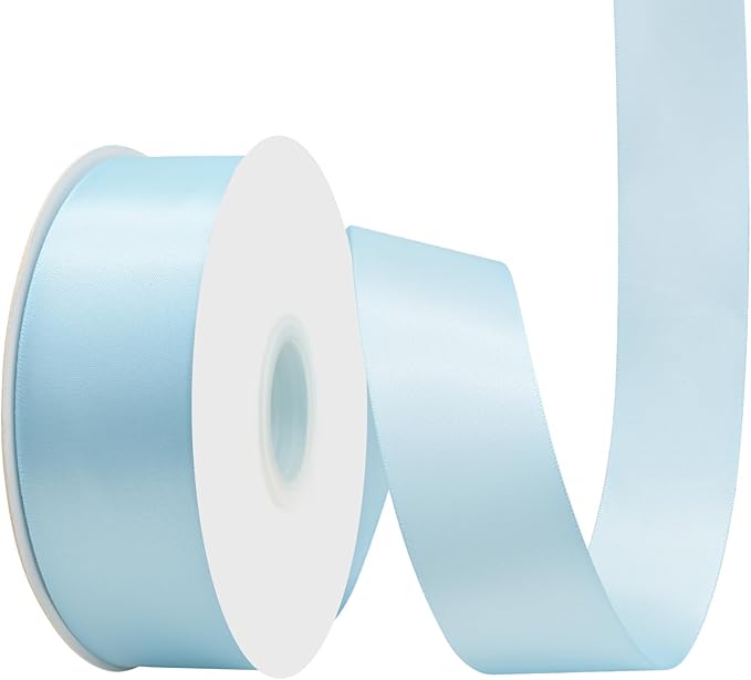 Lt.Blue Satin Ribbon 1-1/2" X 50 Yards Solid Color Double Faced Ribbons Perfect for Crafts Wedding Decor Bow Making Arts Sewing and More