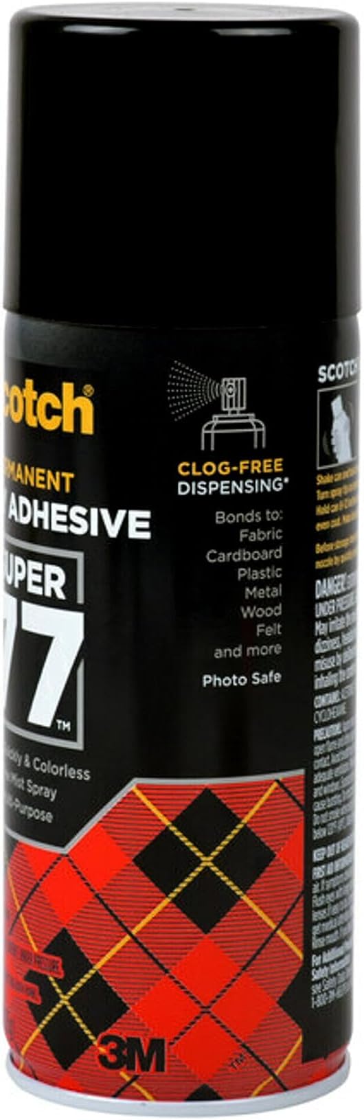 Scotch Super 77 Multipurpose Adhesive Spray, Bonds to Fabric, Cardboard, Plastic, Metal, Wood, Felt, and More, 10.7 Ounces (7716)