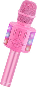 Amazmic Toys for Girls, Kids Karaoke Microphone Toddler Microphone for Kids with Lights, Birthday Gift for Girls, Boys Toy Age 3 4 5 6 7 8 9 10-14+(Pinkcolor)