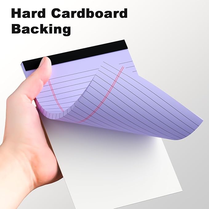 Pink Purple Small Legal Pad 5 x 8 College Ruled Color Legal Pads Paper Notepads 6 Pack Sturdy Back Writing Pads 5 x 8 Note Pads Perforated Narrow Ruled Pads of Paper