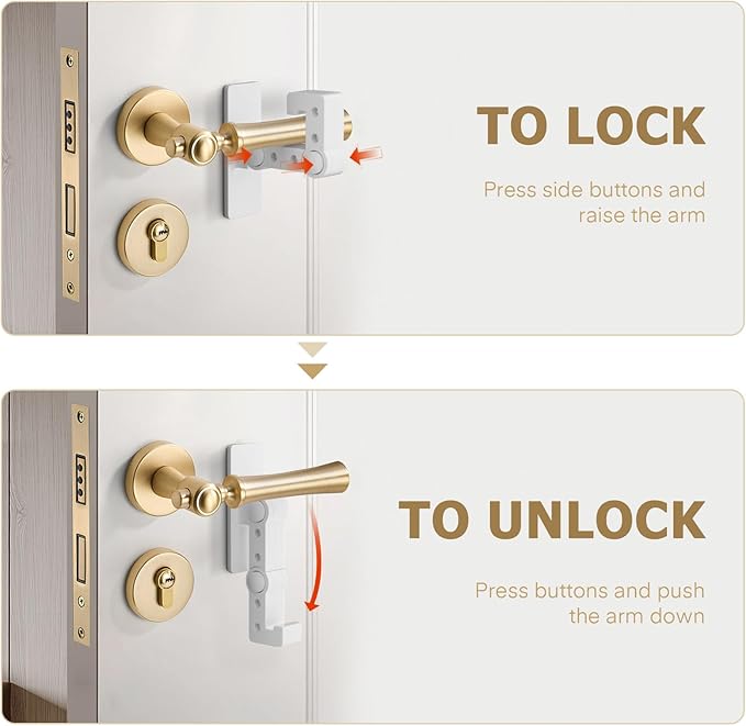 Child Proof Door Lever Lock - Door Locks for Kids Safety - Door Knob Child Proof - Baby Proofing 3M Adhesive - Door Handle Child Proof - White Baby Safety Locks for Toddlers - 1 Pack