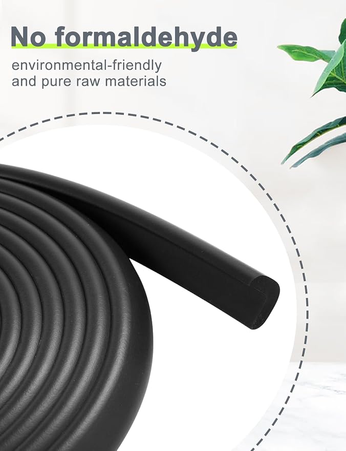 Foam Corner Protector Edge and Corner Guard, with 12.5 feet Length Foam Safety Bumpers, Baby Proofing Safety Table Corner Protectors (Black 12.5ft)