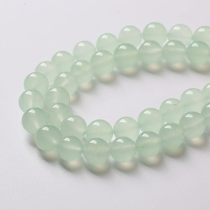 4mm 90pcs Natural Green Jade Chalcedony Beads Energy Healing Power Stone Beads for Jewelry Making Round Loose Beads DIY Bracelet 15" (Green Jade, 4mm)
