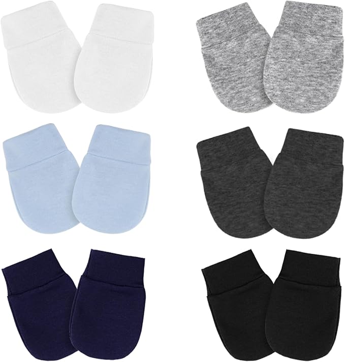 Newborn Baby Mittens No Scratch Cotton Elastic Wrist Gloves Infant Toddler Mittens for Baby Boy Girl 0-6 Months