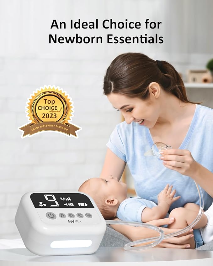 HEYVALUE Nasal Aspirator for Baby, Hospital Grade Nose Sucker with 9 Levels Suction, Night Light and Nursery Rhyme Soothing Function, Electric Nose Suction for Baby with Food-Grade Silicone Tips