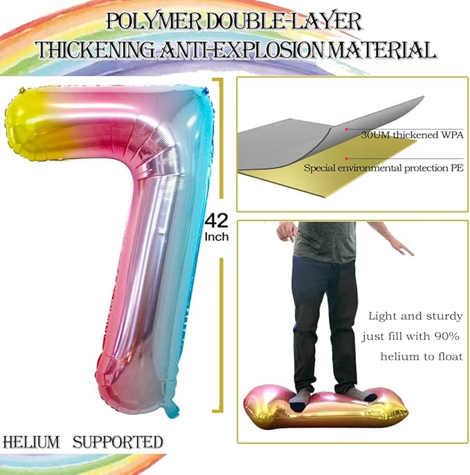 GOER Number 27 Balloons for 27th Birthday Party Decorations,42 Inch Jumbo Foil Helium 72 Balloons for 72nd Birthday Party Decoration (Rainbow)