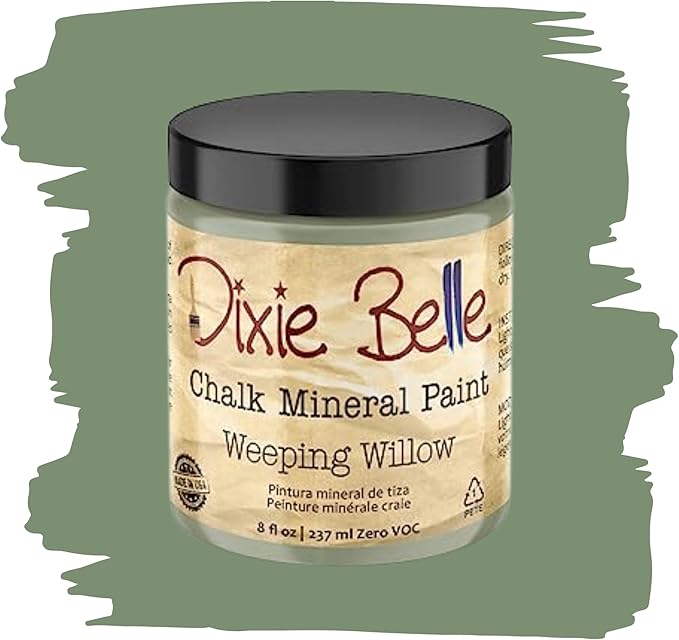 Dixie Belle Paint Company Chalk Finish Furniture Paint - Weeping Willow (8oz) - Matte Soft Green Chic Chalk Mineral DIY Furniture Paint