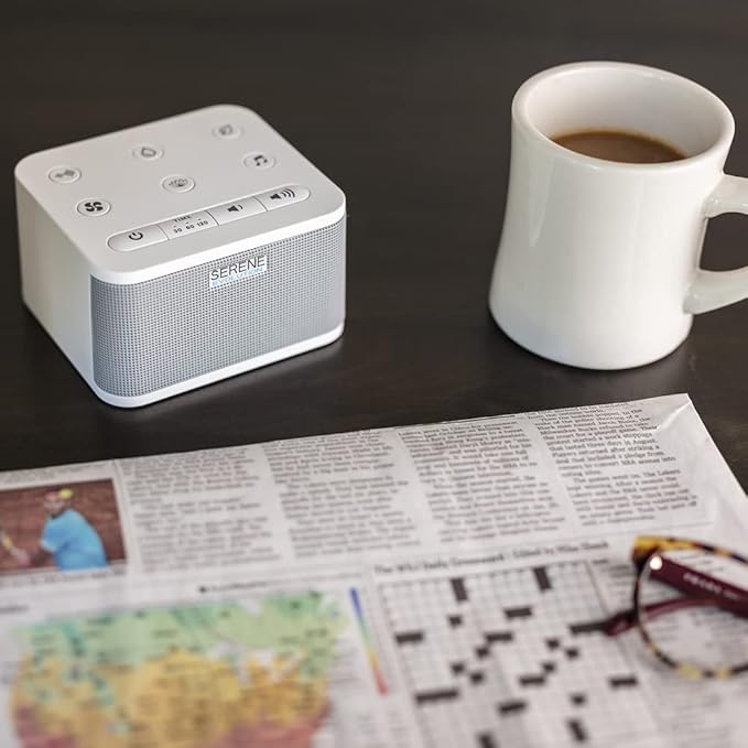 Serene Evolution 45 Sound Portable White Noise Machine - Sleep Sound Machine for Adults, Kids, Baby, Home, Office Privacy - White Noise Machine for Office - Nature Sound Machine - White Noise Maker