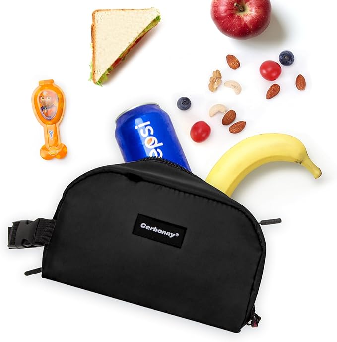 CERBONNY Small Cooler Bag Freezable Lunch for Work School Travel,Leak-proof Bag,Small Insulated For Kids/Adults,Freezer Bags,Freezable Snack Bag,Mini Fit Yogurt Black