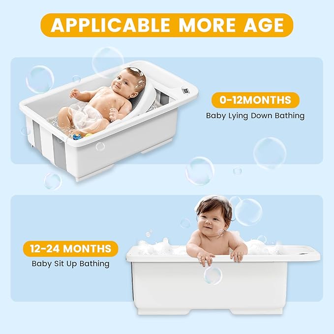 Foldable Baby Bathtub Support, Ideal for Babies Less Than 6 Months Old, Soft Support for Use on The Counter, Sink or Bathtub