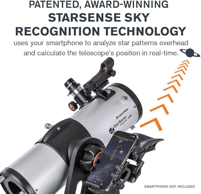 Celestron StarSense Explorer 114AZ App-Enabled Telescope – 114mm Tabletop Dobsonian with Smartphone Dock & StarSense App – iPhone & Android Compatible – Easy-to-Use for Beginners